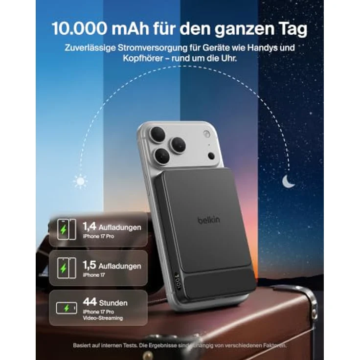 Belkin UltraCharge Power Bank, 10.000 mAh, slim, magnetisch, USB-C, 25 Watt, schwarz – Bild 5
