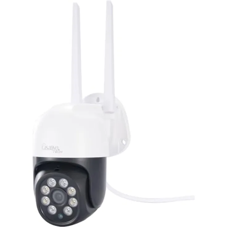 Casativo WLAN Outdoor Überwachungskamera 2K, IP66 wetterfest, Pan-Tilt, intelligente Personenerkennung, Nachtsicht in Farbe, 95 dB Sirene