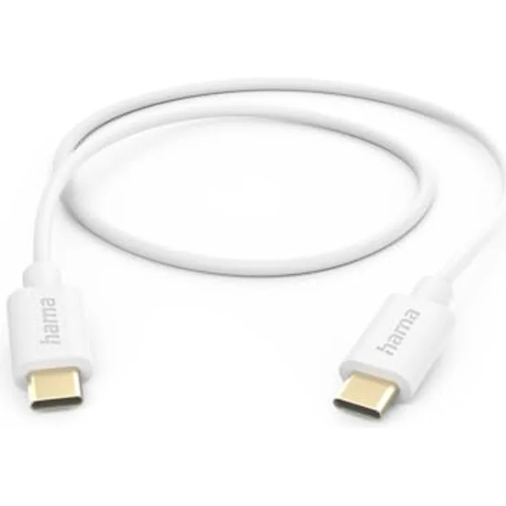 Hama Ladekabel, USB C auf USB C, 1m (Schnellladung, Handy Ladekabel, Datenkabel, USB Kabel, Handykabel, USB Typ C, USB C Kabel, maximal kompatibel) weiß