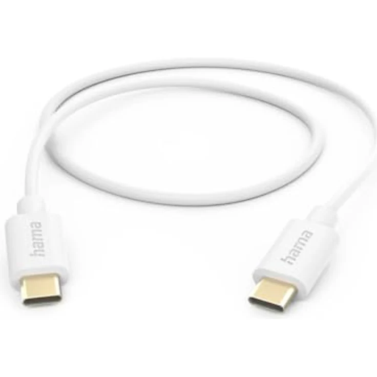 Hama Ladekabel, USB C auf USB C, 1m (Schnellladung, Handy Ladekabel, Datenkabel, USB Kabel, Handykabel, USB Typ C, USB C Kabel, maximal kompatibel) weiß – Bild 1