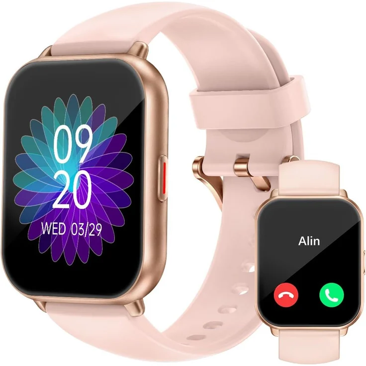 RUIMEN Smartwatch 1.85", Telefonfunktion, Fitnessuhr mit SpO2 & Herzfrequenz, 170 Sportmodi, IP68 wasserdicht, lange Akkulaufzeit
