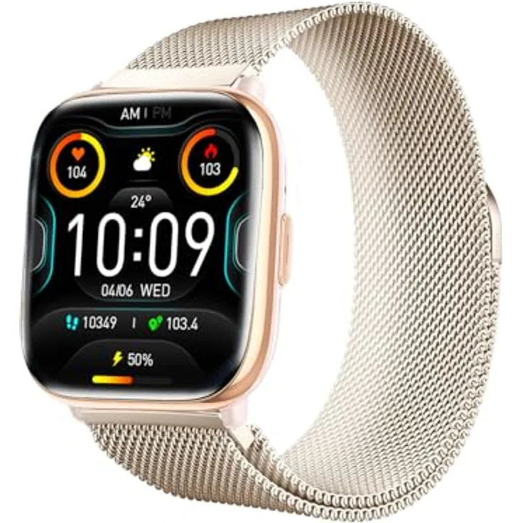 Trevi T-FIT 265A Smartwatch mit 1,75 Zoll AMOLED-Display, Always On Full Touch, kabellose Anrufe, Schlafüberwachung, Schritte, Herzfrequenz, Fitness-Tracker, wasserdicht IP67, Gold
