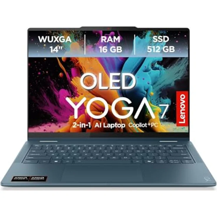 Lenovo Yoga 7 4AKP10 Copilot+ 2-in-1 Notebook, 14 Zoll WUXGA (1920 x 1200), 16 GB RAM, 512 GB SSD, AMD Ryzen 5 bis 4,8 GHz, Windows 11 Home, türkis – Bild 2