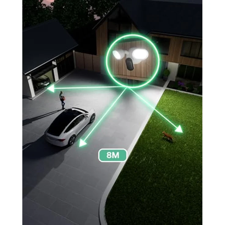 Arlo 2K Flutlichtkamera, kabelgebundene Überwachungskamera mit 2K HDR, 160° Weitwinkel, Farbnachtsicht, Bewegungsmelder, 2-Wege-Audio und Sirene, inkl. Arlo Secure Testzeitraum – Bild 2