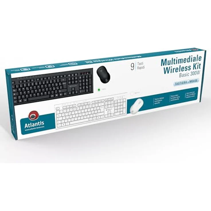 Atlantis Land P013-AX280G+M, Kabelloses QWERTY Tastatur- und Maus-Set, Volle Größe, Schwarz, RF Wireless, 1200 dpi Sensor – Bild 7