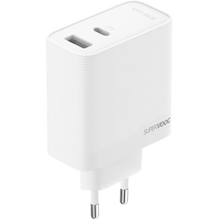 OPPO SuperVOOC USB-C + USB-A Schnellladegerät, 80W, Weiß