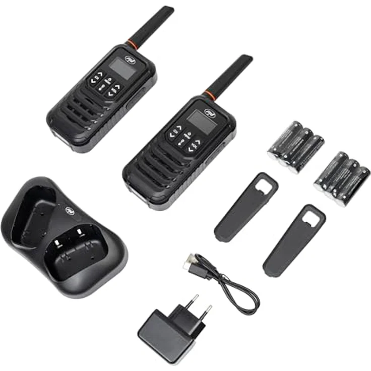 PNI PMR R80 PRO, Tragbarer Radiosender 2er-Set, 0,5 W, 16 Kanäle, wasserdicht IP67, LED-Taschenlampe, SOS-Taste, VOX, USB-C – Bild 5