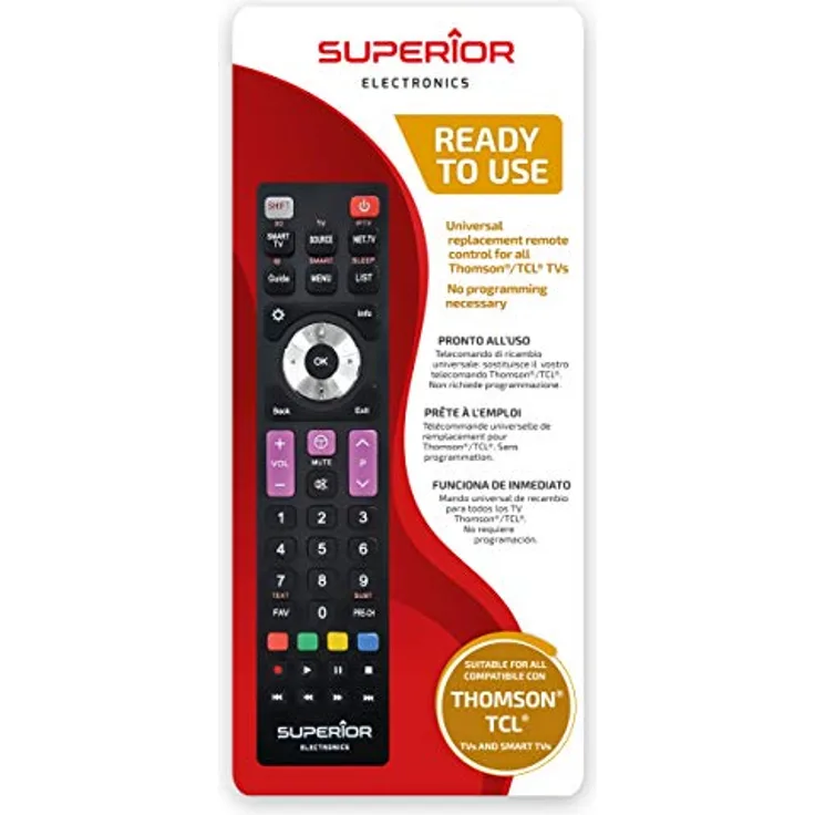 Superior Electronics Thomson/TCL Ersatzfernbedienung einsatzbereit Thomson/TCL Replacement Black