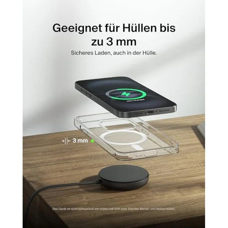 Belkin BoostCharge Pro Magnetisches Kabelloses Ladegerät (15W) mit Ständer und 2m USB-C-Kabel – MagSafe-kompatible Qi2 Ladestation für iPhone 16 Serie und Samsung Galaxy S25 – Schwarz – Bild 5