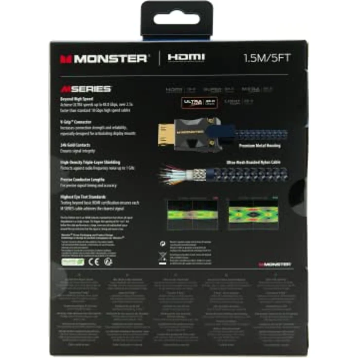 Monster M3000 HDMI Kabel 1,5m, HDMI 2.1 Kabel, HDMI-Kabel 8K, Ultra High Speed HDMI Kabel 48Gbps, 8K@60Hz, 4K@120Hz, HDR, eArc, Goldkontakte, TV Kabel, Kompatibel zu PS4/PS5/Xbox, Blau - Preisvergleich – Bild 4