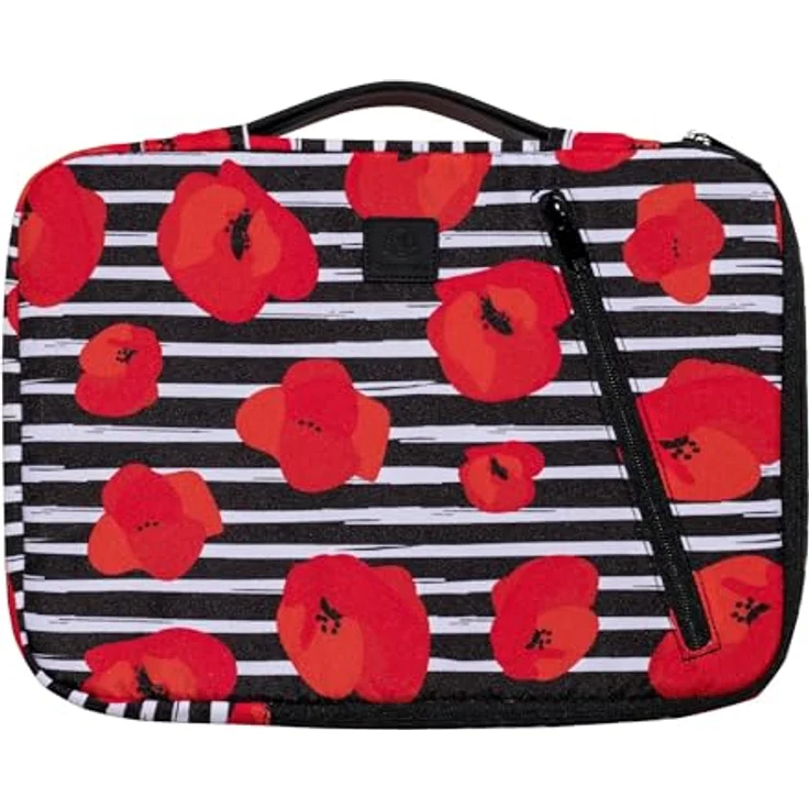 Exacompta SLEEVE 13-14 Inch, Notebooktasche aus recyceltem Polyester, rot, wasserabweisend, mit einziehbarem Griff und Schaumstoffpolsterung – Bild 1