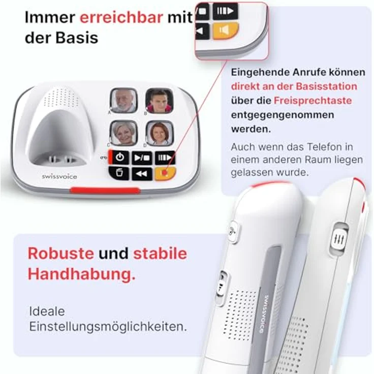 Swissvoice Xtra 2355 duo, Senioren-Telefon mit ergonomischem Design und einfacher Bedienung, schwarz – Bild 3