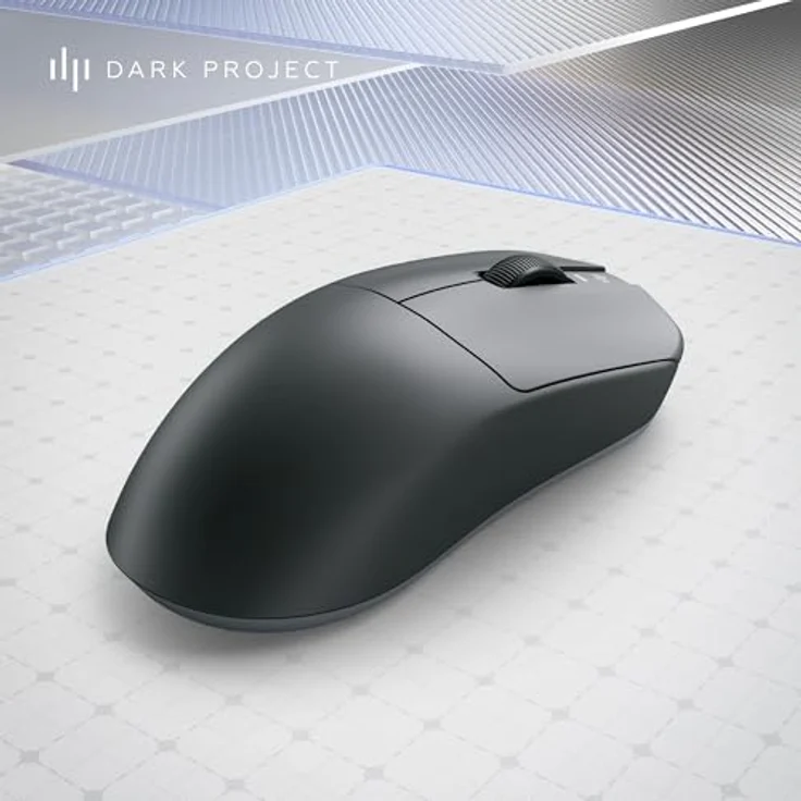 Dark Project Novus Wireless Gaming-Maus, ultraleicht mit 51g, PixArt PAW3395, 26K DPI, 2K Hz Abtastrate, 6 programmierbare Tasten, bis zu 70 Stunden Akkulaufzeit, Schwarz/Grau – Bild 4