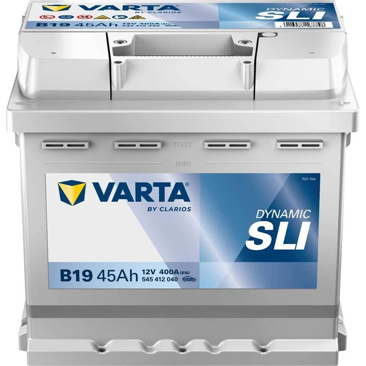 VARTA B19 Black Dynamic 12V Autobatterie, 45Ah 400A, für kleinere und ältere Fahrzeuge, Schaltung 0, Maße 207x175x190 mm, inkl. 7,50 Pfand – Bild 1
