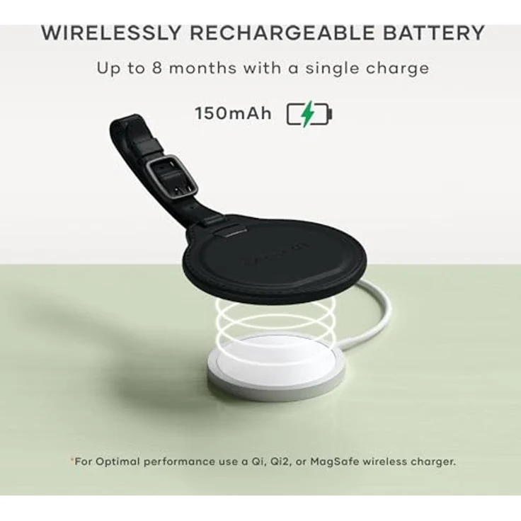 Satechi Vegan-Leather FindAll Luggage Tag, Bluetooth-Tracker mit kabellosem Laden, Schwarz – Bild 5