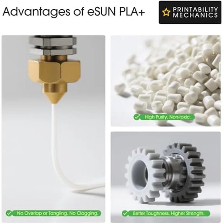 eSUN PLA+ Filament 1.75mm, 1kg Spule in Spitze Grün, Maßgenauigkeit +/- 0.03mm, hohe Zähigkeit und einfache Bedruckbarkeit für FDM 3D Drucker – Bild 4