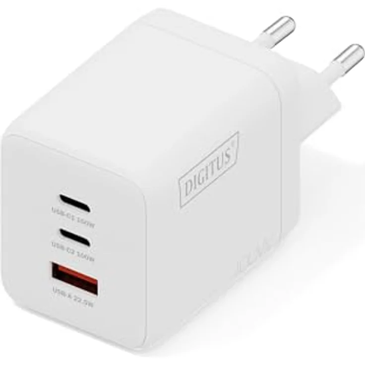 Digitus GaN II Charger 100W, USB Ladegerät mit 2x USB-C und 1x USB-A, weiss – Bild 1