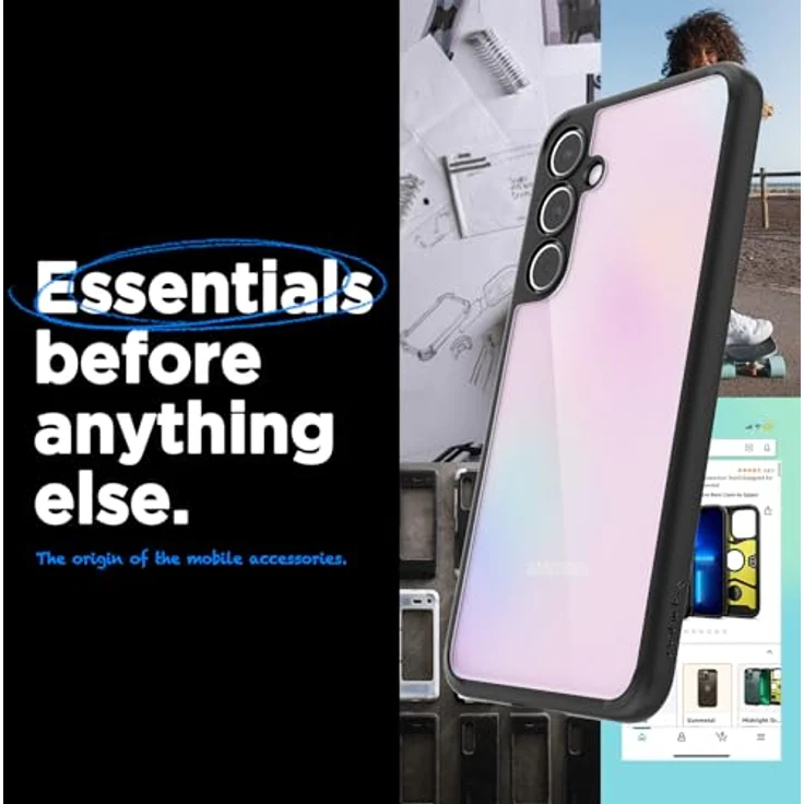 Spigen Ultra Hybrid Hülle für Samsung Galaxy A55 5G -Schwarz, PC Platte, TPU-Rahmen, Schutzrand, Air Cushion Technologie – Bild 2