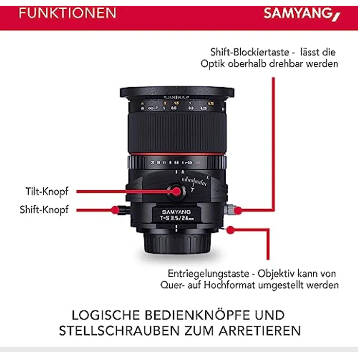 Samyang 24mm F3.5 T-S Objektiv für Anschluss Sony E – Bild 3