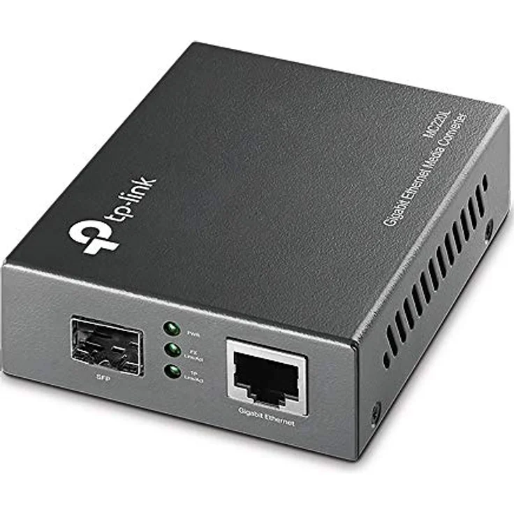 TP-Link MC220L Gigabit-Ethernet-Medienkonverter, 1000 Mbit/s, Hot-Swap, bis zu 0,55 km für Multimode-Faser, 10 km für Singlemode-Faser, schwarz metallic – Bild 1