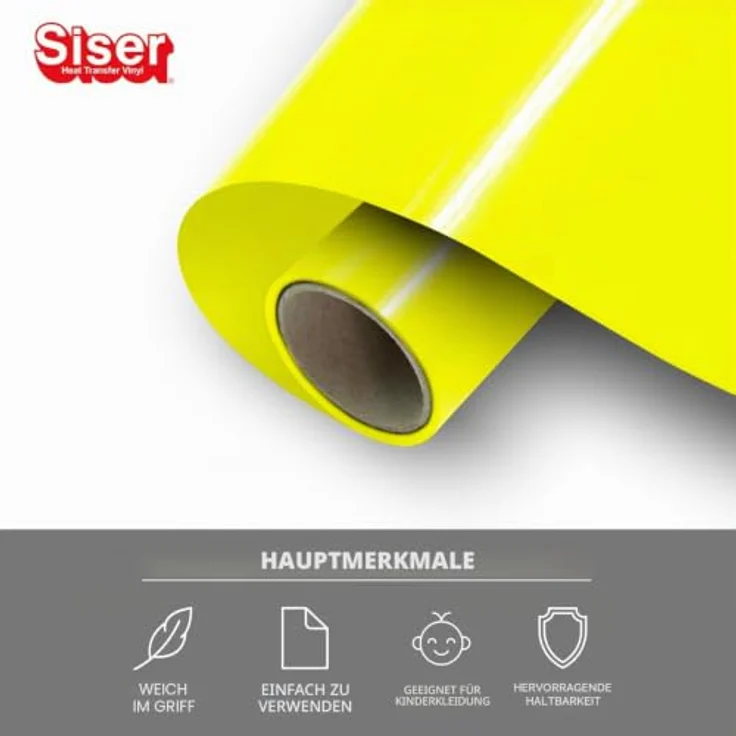 Siser Fluo Transferfolie, PVC-frei, Schnittbreite 30 cm, gelb, hohe Waschbeständigkeit – Bild 2