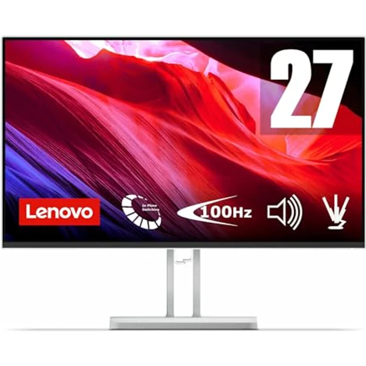 Lenovo L27i-4B, 27 Zoll FHD Monitor mit 1920 x 1080 px, 100 Hz, 4 ms Reaktionszeit und 99 % sRGB Farbdeckung – Bild 1