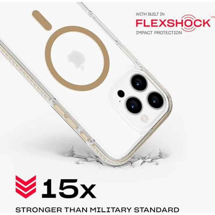 tech21 EvoCrystal für iPhone 16 Pro Max - Aufprallschutz Hülle 15x nach Militärstandard getestet - MagSafe-kompatibel - Gold – Bild 3