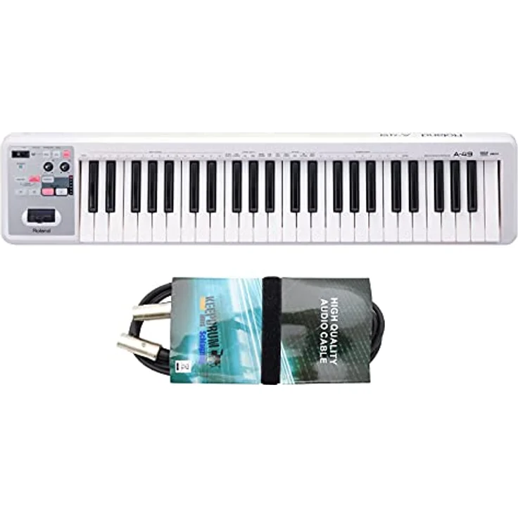 Roland A49 MIDI-Keyboard Weiss + keepdrum MIDI-Kabel 2m – Bild 1