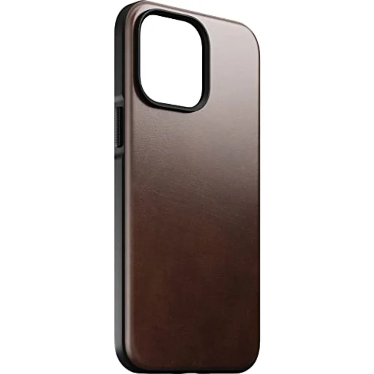 Nomad Moderne Lederhülle für iPhone 14 Pro Max - Horween Leder, 360° erhöhte Kanten TPE Bumper, 3 m Fallschutz, Mag Safe & Wireless Charging (Schwarz) (Rustikales Braun) – Bild 2