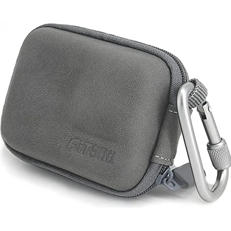 FiTSTILL Graue PU-Mini-Tragetasche für GoPro Hero 13-5, hartschalig, wasserdicht, stoßdämpfend, Reise-Aufbewahrung für DJI Osmo Action 5-1