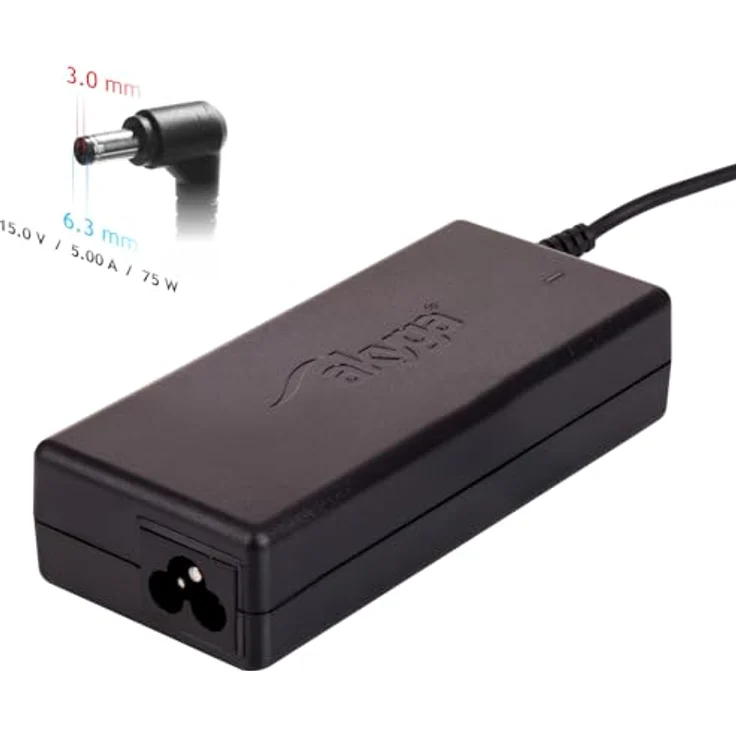 Akyga Ersatz-Netzteil für Toshiba Notebook, 15 V / 5,0 A / 75 W, Schwarz, Kabelanschluss 6.3 x 3.0 mm – Bild 3