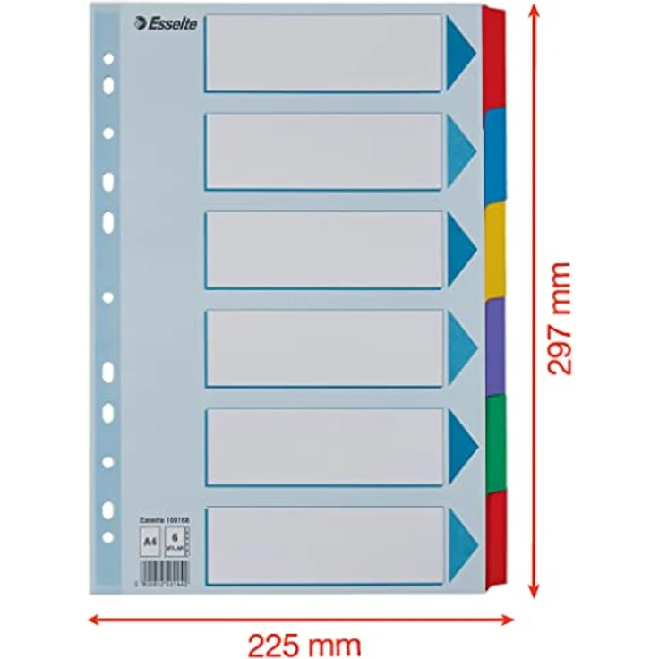 ESSELTE Aktenordner, Register blanko, DIN A4, 6-tlg. Karton, A4 weiß – Bild 5