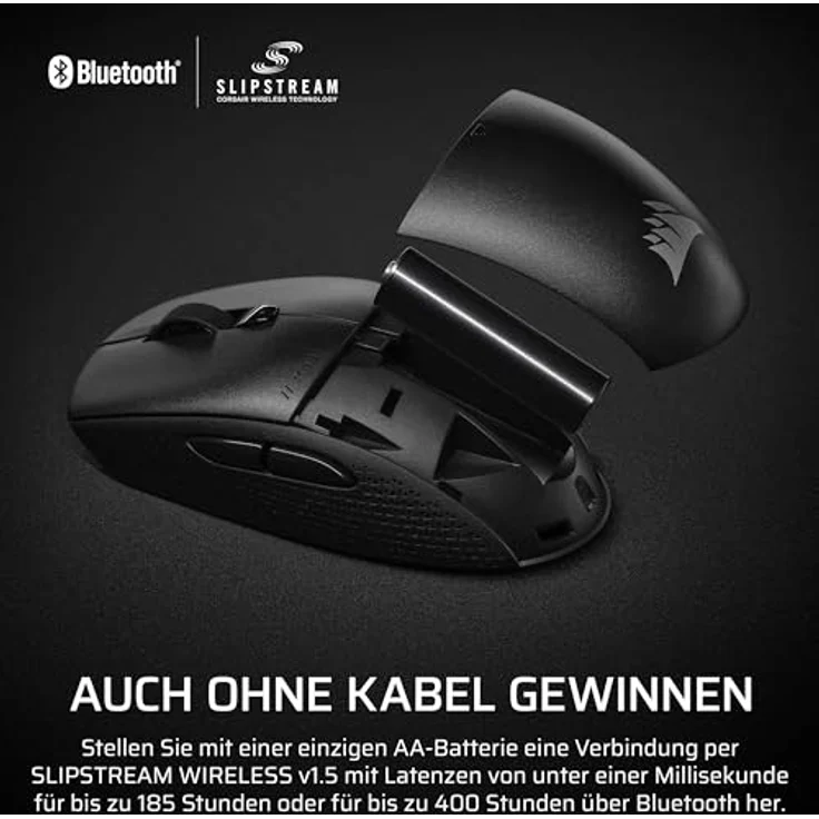 Corsair M55 Wireless FPS-Gaming-Maus, 2,4GHz & Bluetooth, 24.000 DPI, Langlebige Batterie, 6 Programmierbare Tasten, Texturierte Griffe, Schwarz - Preisvergleich – Bild 5