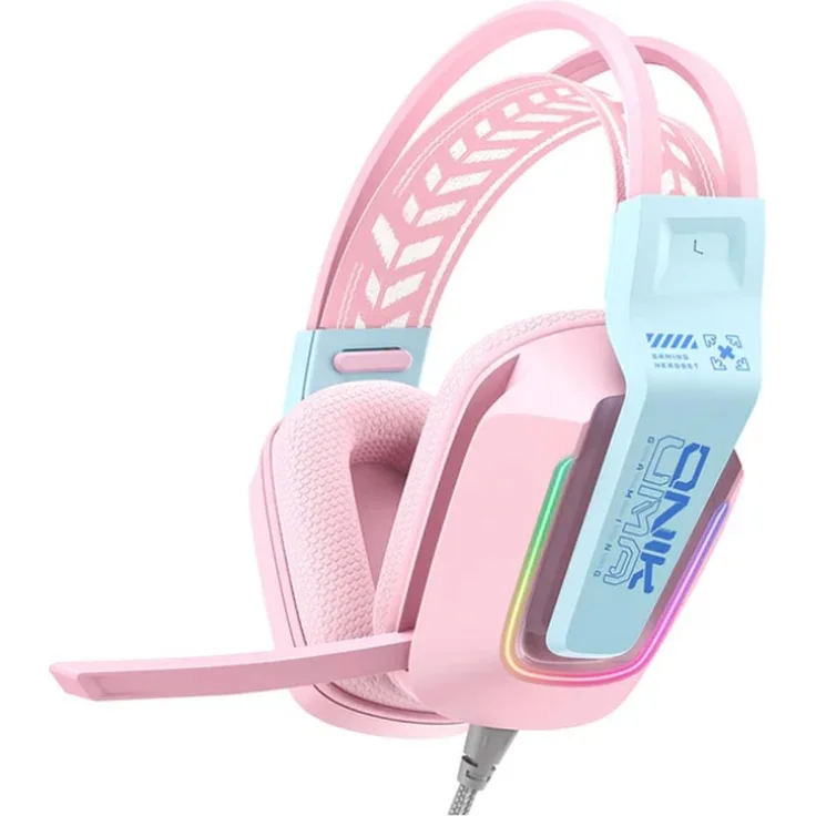 ONIKUMA X13 Rosa 3,5-mm Gaming-Headset, 50 mm Lautsprecher, 32 Ω Impedanz, integriertes Mikrofon