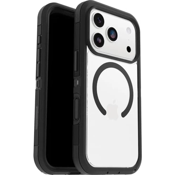 OtterBox Defender Series Pro XT Clear MagSafe Hülle für iPhone 17 Pro, stoßfest und ultra-robust, 7X Militärstandard getestet, transparent/schwarz, ohne Einzelhandelsverpackung – Bild 1