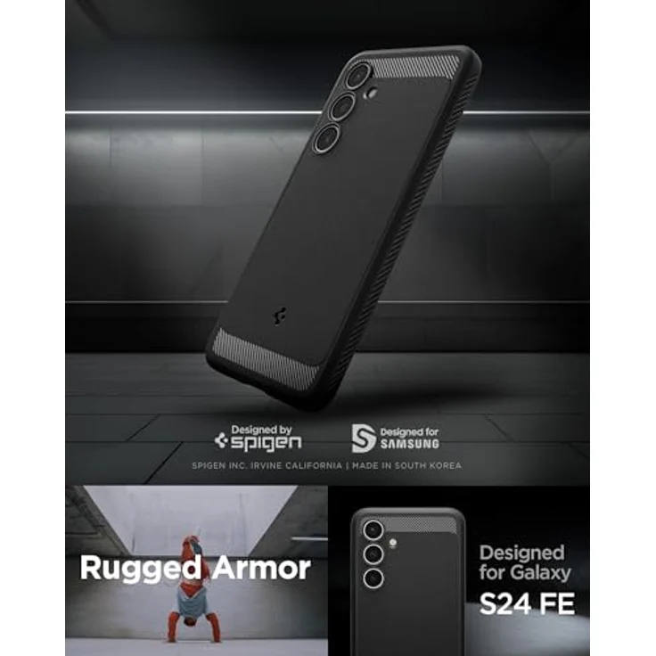 Spigen Rugged Armor Handyhülle für Samsung Galaxy S24 FE [Fallschutz in Militärqualität] – Mattschwarz – Bild 2