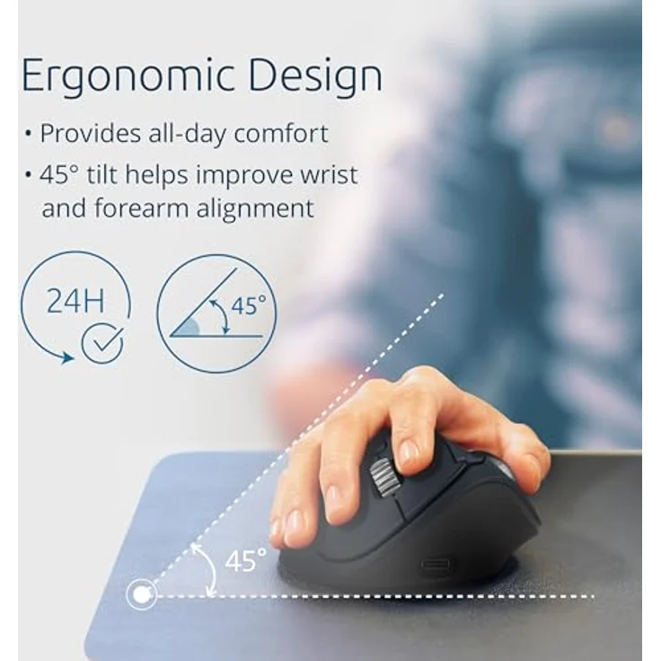 Kensington Trackball Pro Fit Ergo TB550 (Kabellos, Kabelgebunden), Maus, Blau, Grau, Schwarz – Bild 3