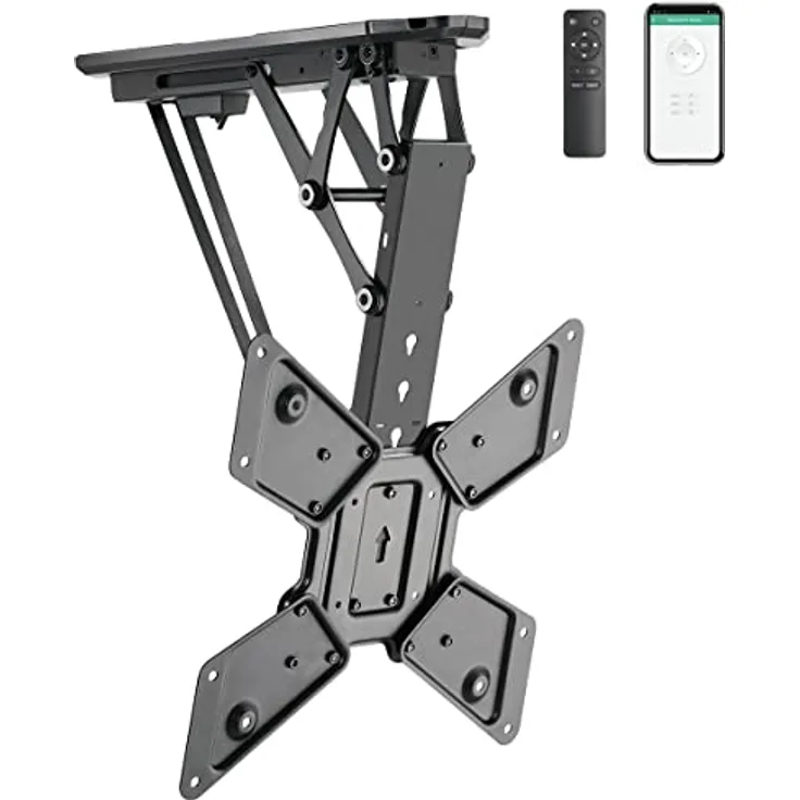 myWall Smart Home Deckenhalterung für Fernseher 23 Zoll bis 55 Zoll (58-140 cm), bis 35 kg, mit Funk-Fernbedienung, Smart Home Funktion, motorisiert