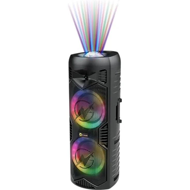 N-Gear Let's Go Party 5150 Schwarz - Tragbarer Bluetooth Lautsprecher - drahtloser 200 Watt Karaoke Partybox mit licht und integriertem Mikrofon - 5 Stunden Spielzeit