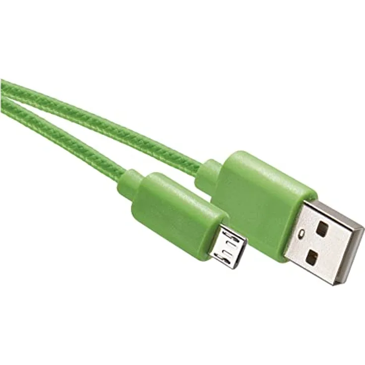 EMOS micro-USB Schnellladekabel auf USB-A 2.0, 480 Mbit/s Ladekabel Typ A auf micro-B für Schnelladen und Datenübertragung, 1 m, grün
