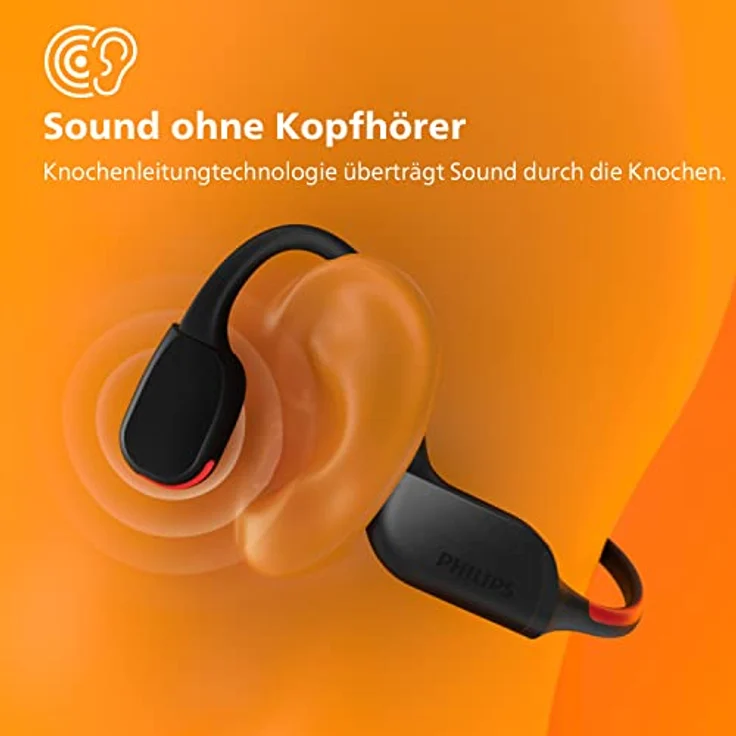 Philips Audio TAA7607BK/00 Kabelloser Open-Ear-Sportkopfhörer, Spritzwasser- und Schweißschutz gemäß IP66 bis zu 9 Stunden Wiedergabezeit, LED-Sicherheitsleuchten, Schwarz, Einheitsgröße – Bild 2