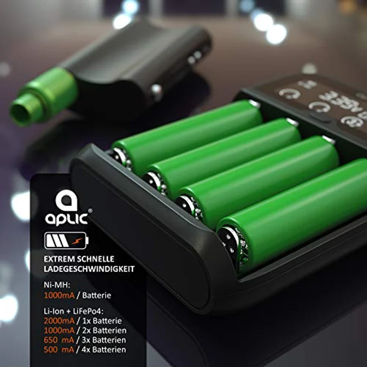 CSL - Universal Batterie Ladegerät - Akku Batterieladegerät Intelligent Battery Charger - für Li-ion, NI-MH, NI-Cd, LiFePo4 Akkus 18650 AA AAA Batterien und Akkus - LCD Display mit Echtzeitanzeige – Bild 6