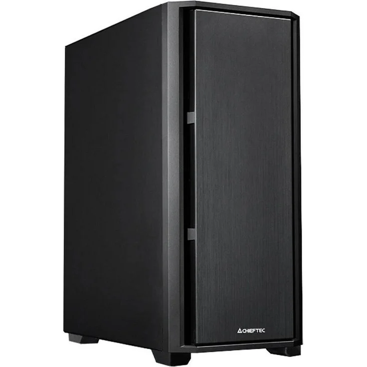 Chieftec AS-02B-OP, PC-Gehäuse für mATX, Mini-ITX, ATX, mit gebürstetem Frontplattendesign und geräuschdämmendem Material, Schwarz