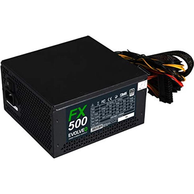 Evolveo FX 500 Source 500W ATX, 14cm, leise, 80+, grün – Bild 4