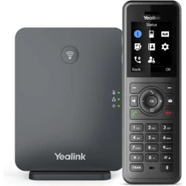 Yealink W77P DECT System (W70 Basis + W5), Schnurloses Telefon VoIP mit Farbdisplay, Hörgeräte-kompatibel, Schwarz, 10 SIP-Konten, 20 gleichzeitige Anrufe – Bild 2