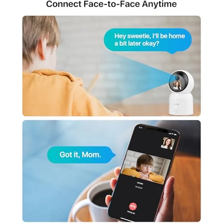 ZOSI 2,5K 4MP WLAN Innen Überwachungskamera mit Monitor, 360° Schwenkbare Kamera Indoor für Baby, 2,4/5Ghz WiFi, KI Personenerkennung, Auto-Tracking, Gesture-Call, C519M in Weiß – Bild 4