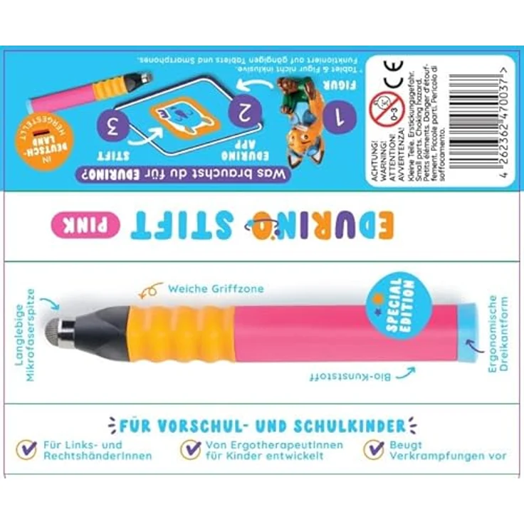 Edurino Ergonomischer Eingabestift I Special Edition | Tablet Stift für Kinder I Eingabestift für Edurino Figuren I Lernspiele ab 4 Jahren I Stylus Touch Pen (Pink) – Bild 4