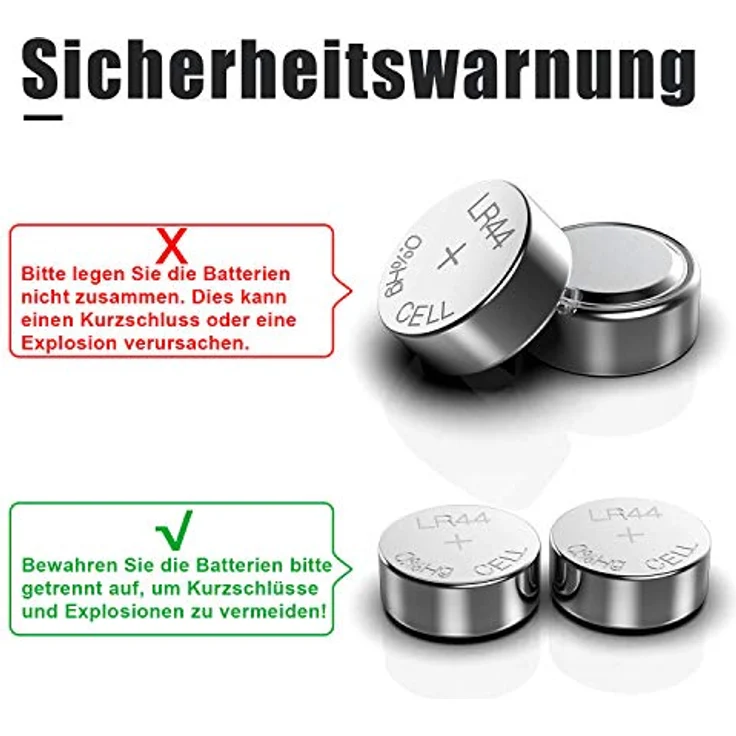 GutAlkaLi AG13 LR44 1.5V Alkaline Knopfzelle Batterien, 20 Stück, quecksilberfrei, hohe Kapazität 155 mAh – Bild 2