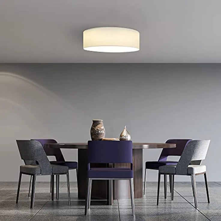 Navaris LED Deckenleuchte 22W - Rund ∅ 40cm - Design Stoff Weiß - Dimmbar mit Farbtemperaturwechsel und Fernbedienung – Bild 5
