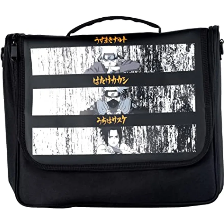 Konix Naruto Shippuden Schutz- und Transporttasche Messenger Bag Nintendo Switch, Switch Lite und Switch OLED - Naruto, Sasuke und Kakashi Motiv